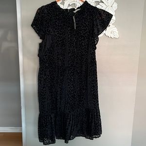 Never worn Loft cheetah print black cocktail dress